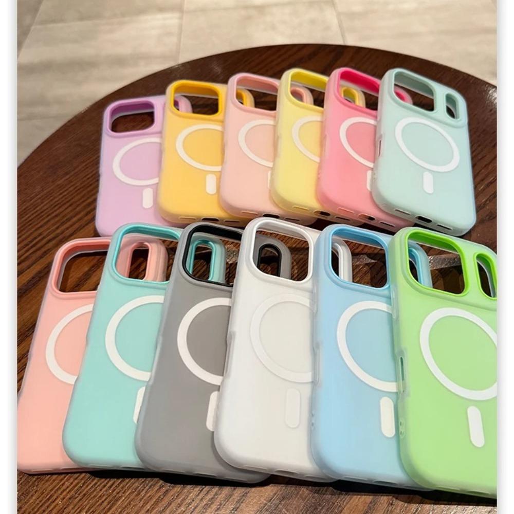 Роскошный 2-в-1 магнитный чехол конфетного цвета для iPhone 18 17 16 15 14 13 12 Pro Max для зарядки Magsafe Прозрачная матовая ударопрочная крышка
