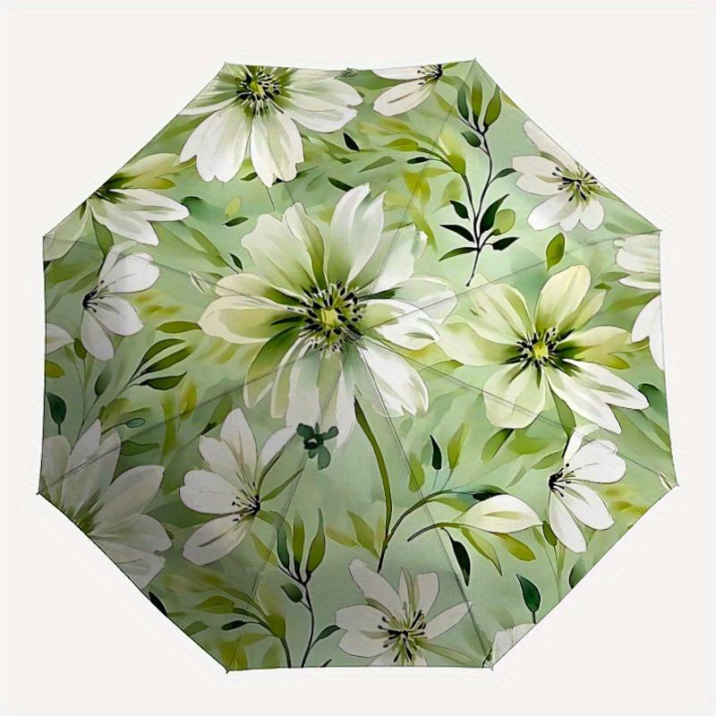 1pc Floral Pattern Automatic Opening/Closing Folding Umbrella with 36 Ribs, Plastic Handle, Windproof Portable Sunshade Umbrella y250726076
