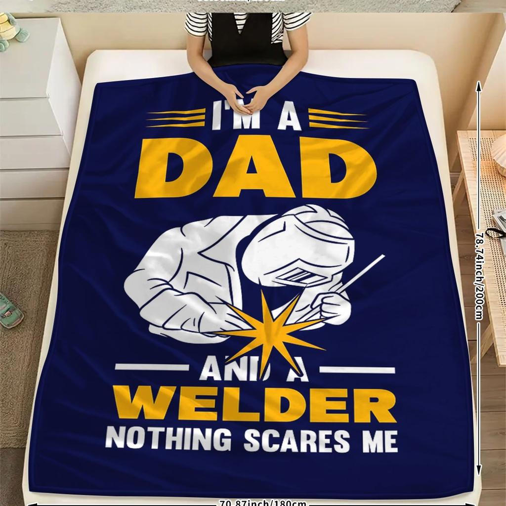 Fun Welding Pattern Flannel printed blanket suitable for all seasons suitable for living room office sofa and travel 180x250CM