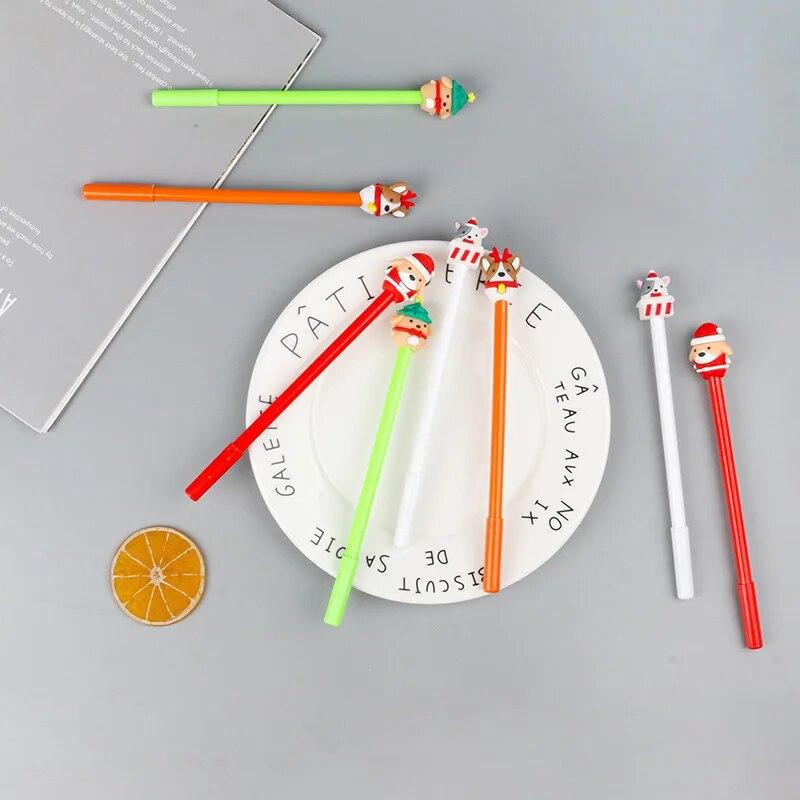 1 шт. канцелярские принадлежности милая рождественская собака 0,5 мм гелевые ручки Санта-Клауса Kawaii