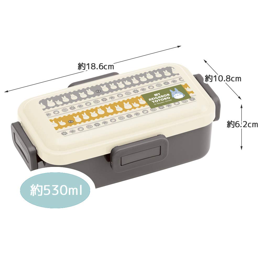 Skater Bento Single Made in Dishwasher and Microwave Ghibli Mini Totoro Box, 530ml, Tier, Japan, Leak-Resistant, 4-Point Lock, Safe, Design, PFLB6AG-A