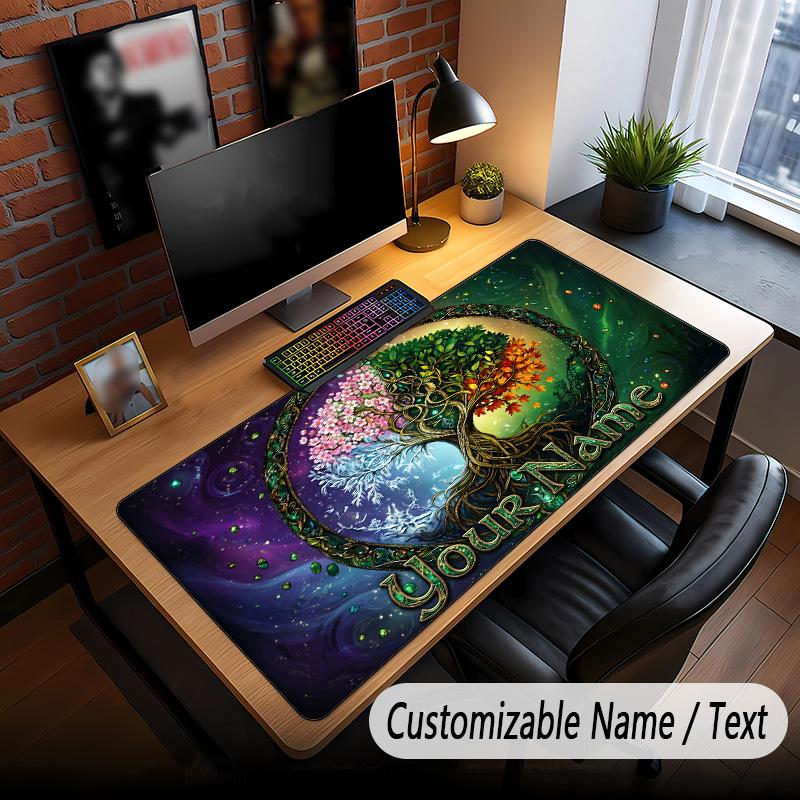 Tree of Life Theme Custom Mouse Pad Personalized With Name Text Customized Desk Mat For Office Home Decor