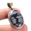 Natural Snowflake Obsidian 925 Sterling Silver Jewelry TwoTone Pendant 1.8" Y0P96