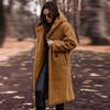 Женское длинное осенне-зимнее однотонное шерстяное женское пальто с длинными рукавами