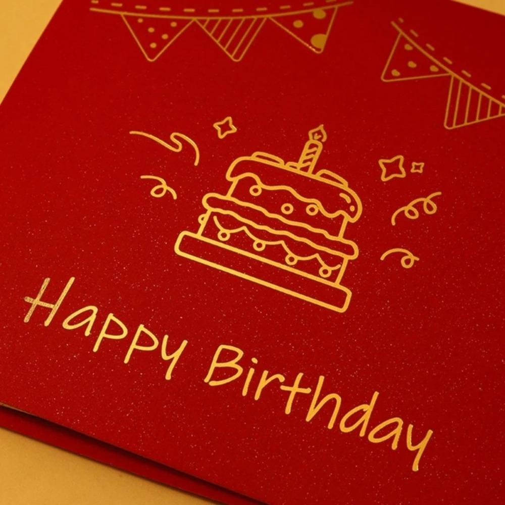 Pop Up Birthday Card 3D Light Music Invitations with Envelope Gifts Gift Message Cards