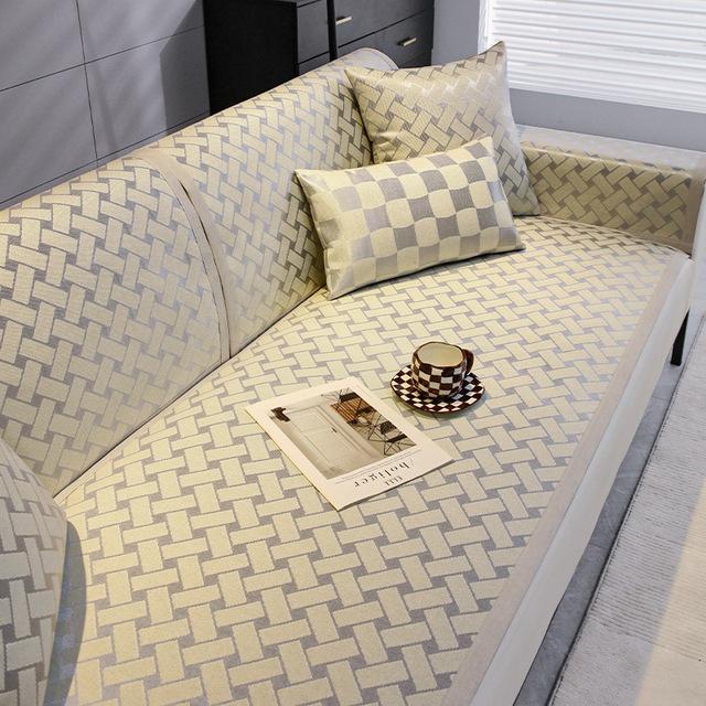 Прохладный чехол для дивана, технология ледяного шелка, диванная подушка для гостиной, летняя подушка, нескользящий чехол для дивана, пылезащитный чехол, ткань с защитой от царапин