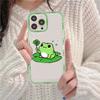 Mint Green The Frog Mushroom Phone Case For iPhone 16 15 14 13 12 11 Pro Max XS X XR Mini Protective Cover