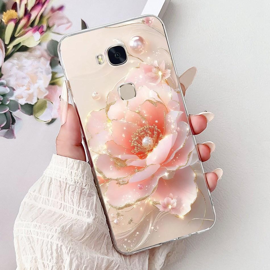 For Huawei Honor 5X GR5 2015 2016 KII-L21 L22 Elegant Floral Butterfly Phone Case For Honor5X KIW-L22 Soft Silicone TPU Cases