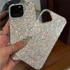 Light Pink Flower Background Case for iphone 17 Pro 13 18 Pro Max XS Max 14 XR 16 Plus 11 Air 12 15 Silver Crushed Foil Cover