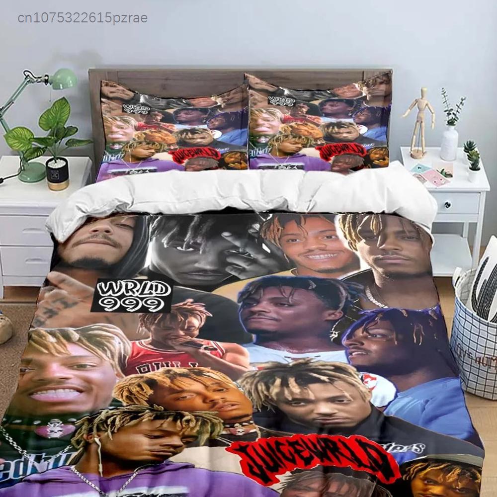 Fashion Hip-hop Singer J-Juice WRLD Bedding Set Single Twin Full King Size Musical Genius Bed Linen Adults Teens Bedroom Gift