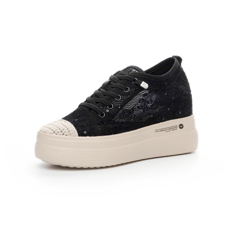 Trendy New Elastic Thick-soled Inner Heightening Women's Shoes Fisherman Mesh Casual Sports Shoes
