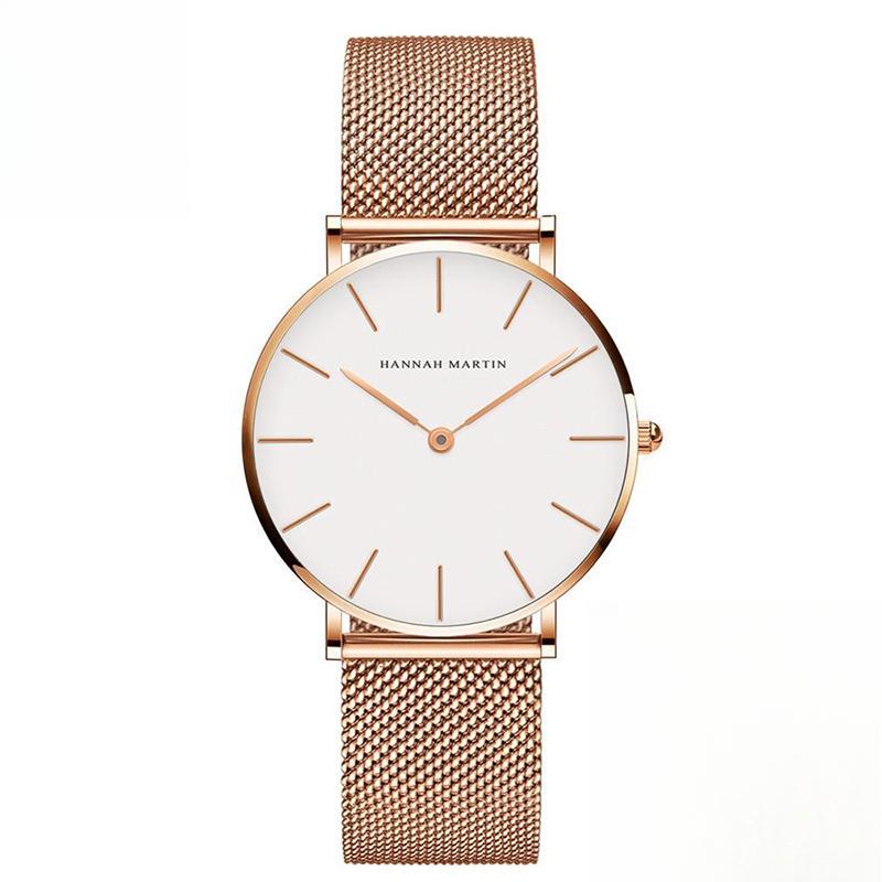 Japan Quartz Movement High Quality Women Steel Mesh Rose Gold Waterproof Ladies Watch