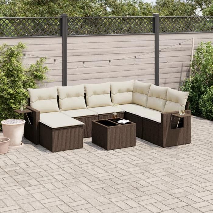 VidaXL Garden Lounge Set with Cushions 8 Pcs, Patio Sofas, Patio Furniture Set, Outdoor Furniture, Brown 3220512
