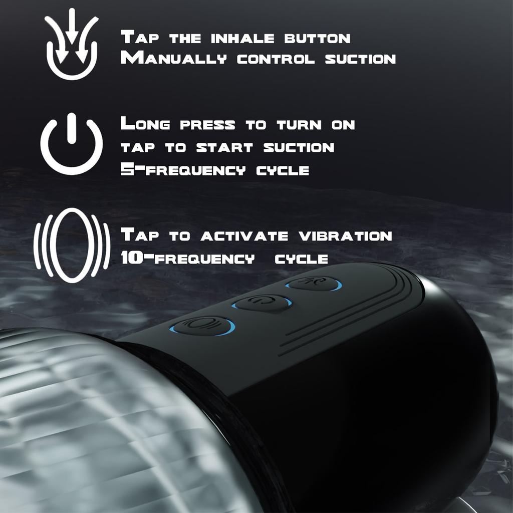 2 In 1 Male Masturbator - 5 Sucking and 10 Vibration Modes, Hands Free Realistic Stimulator Sex Toys for Men