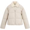 Printed Webbing Zipper Faux Shearling Collar Cotton Jacket Women Jacket Khaki Beige J224121