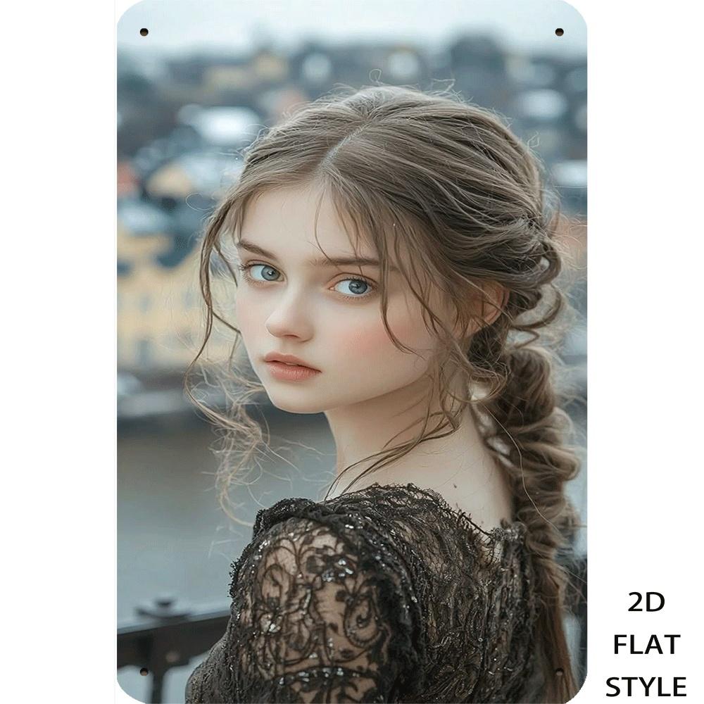 Vintage Girl Portrait Tin Sign Retro Metal Art Decor European Style Wall Hanging For Living Room xcm
