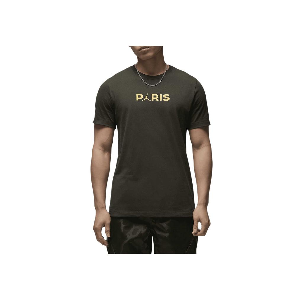 Jordan Повседневная футболка с коротким рукавом PSG Collaboration с круглым вырезом SS24, мужские топы темно-зеленого цвета FN5333-355