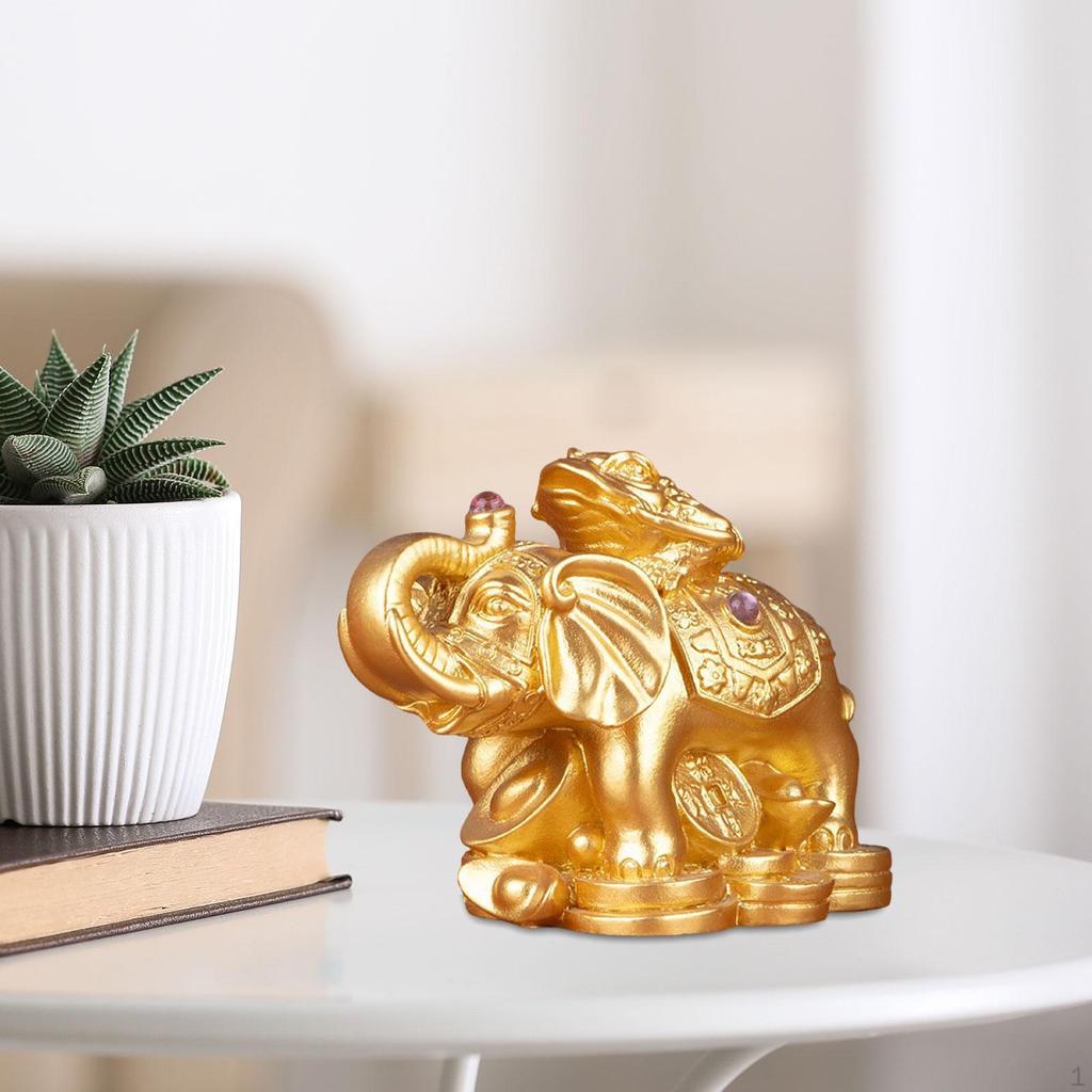 Animal Sculpture In The Shape of A Frog On An Elephant, Table Centerpiece for Indoor Use