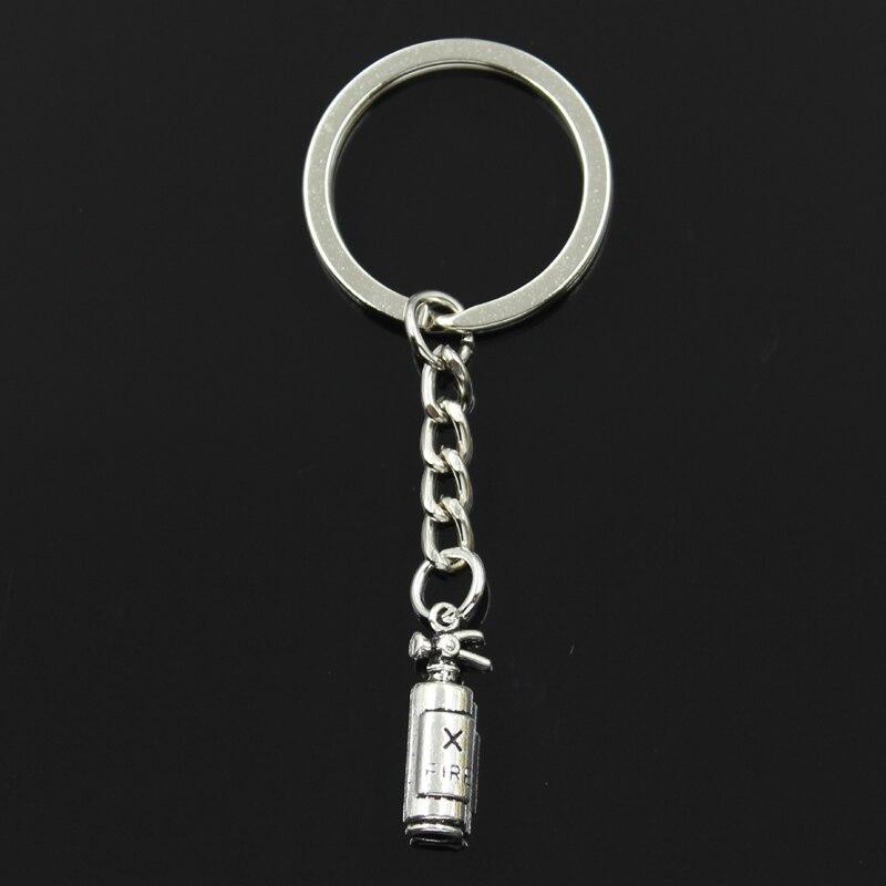 Fashion 30mm Key Ring Metal Key Chain Keychain Jewelry Antique Bronze Fire Extinguisher Fireman 23x6x6mm Pendant