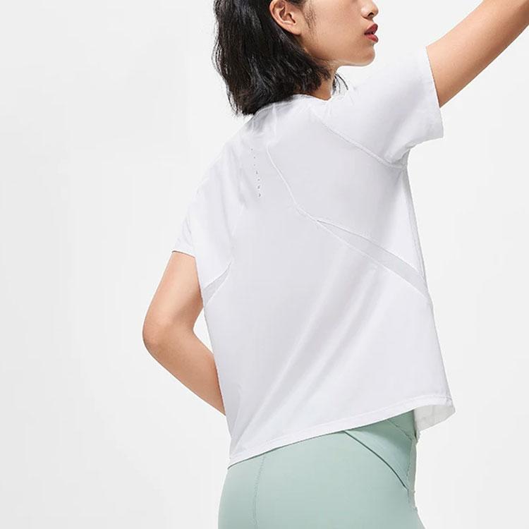 Футболка Li Ning Fitness Series однотонная светоотражающая, удобная, свободная, с коротким рукавом, женские топы, стандартно-белого цвета ATST222-5