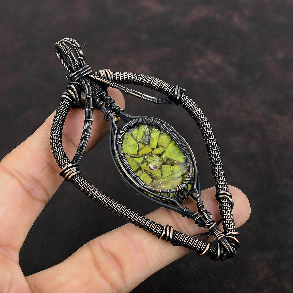 Подвеска из меди «Дерево жизни» со стихтитом, подвеска из медной проволоки, ювелирное изделие ручной работы, кулон с радужным лунным камнем, подарок для мамы, ювелирные изделия из драгоценных камней