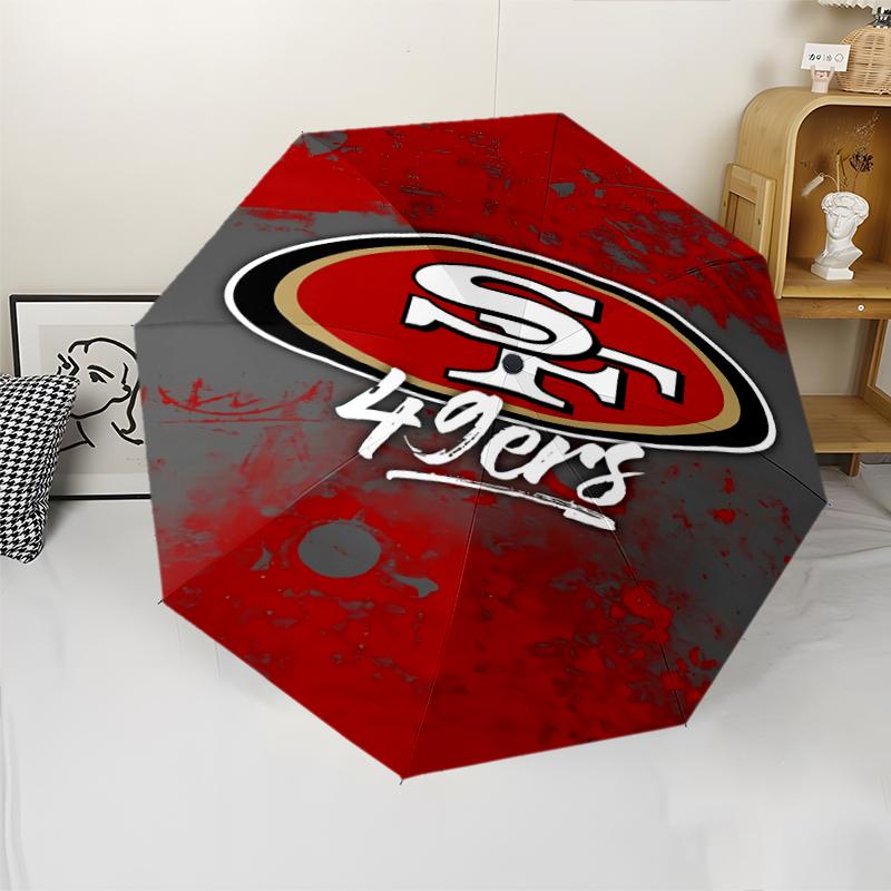 Автоматический зонт с принтом ЛОГОТИПА San Francisco 49ers, 8 спиц, железный каркас, пластиковая ручка, подходит для путешествий на открытом воздухе и на каждый день, идеальный подарок