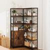 6 Tier Corner Bookshelf, Tall Corner Bookcase Storage with Doors, Large L-Shaped Bookshelf Organizer with Metal Frame & Adjustable Shelves, Display