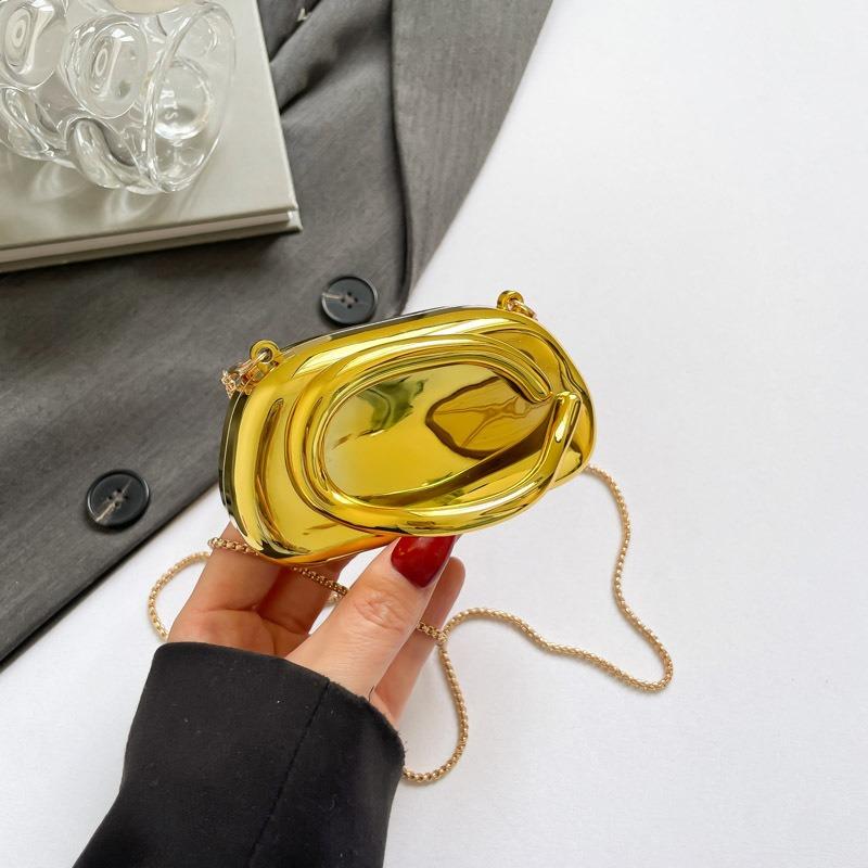 Женская сумка новая мода металлическая сумка на запястье персонализированная глянцевая цепочка сумка-мессенджер вечерняя сумка