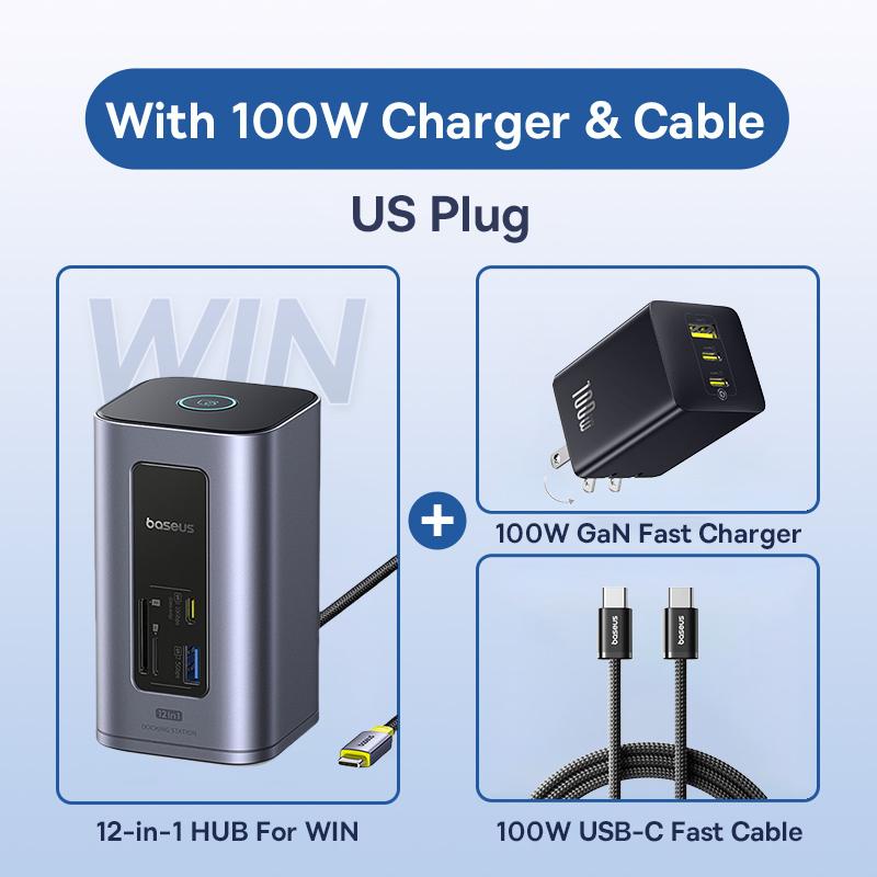 Baseus USB C HUB for Mac 12-in-1 DisplayPort HDMI 4K@60Hz MST Display for macOS Windows Docking Station USB 3.2 RJ45 PD 100W Hub