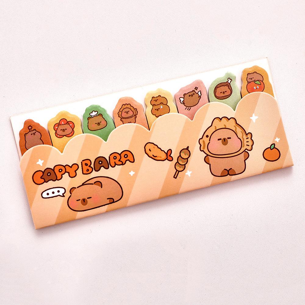 1 Piece Kawaii Stationery Kapibala Cartoon Marker Memo Pad Capybara Bookmark Flags Index Tab Sticky Notes Stickers
