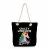 Colorful unicorn print thick rope single-shoulder beach bag 7311 KTB