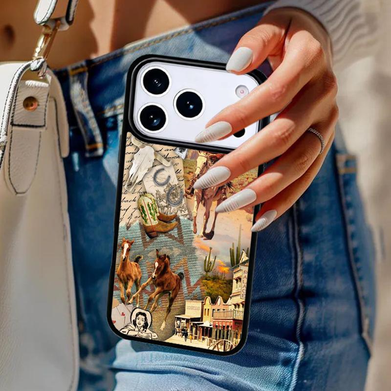 Rodeo Cowboy Lasso Horses Phone Case For iPhone 17 Air 14 15 13 12 Max Cover For Apple 16e 11 Pro Max Plus Coque