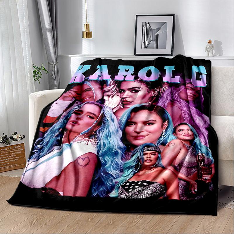 Одеяло Karol G Singer HD с 3D печатью, мягкое одеяло для дома, спальни, кровати, дивана, пикника, путешествия, офиса, чехол для отдыха, детское одеяло