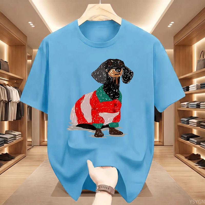Cute Funny Dog Printed Tshirts Unisex Unisex Causal Round Neck TShirt Streetwear Cotton Soft Loose Tops Summer Fashion Streetwear