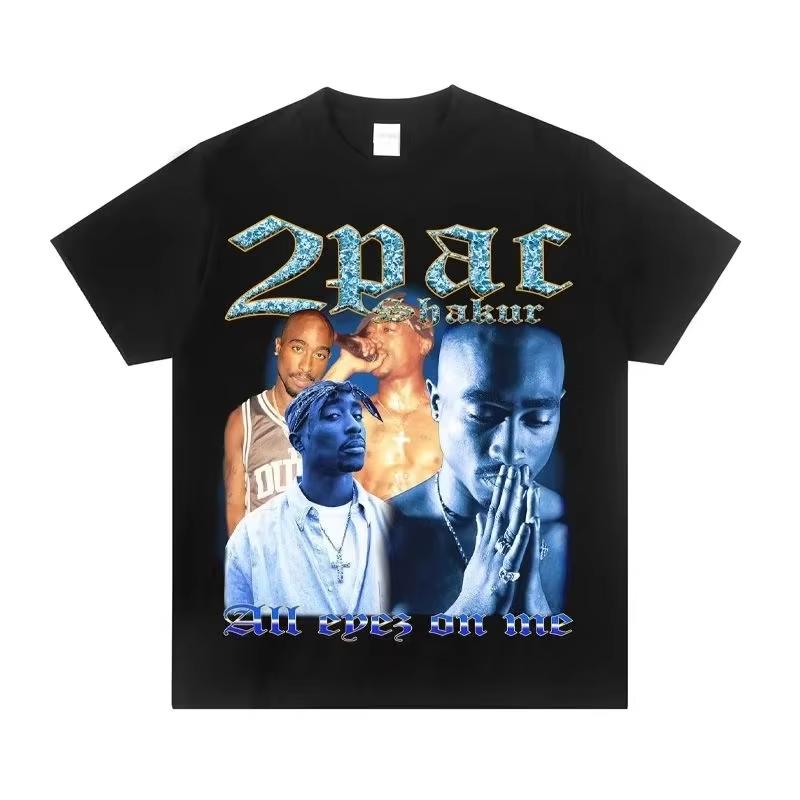 2026 2PAC Tupac American Rap Rapper TShirt Unisexs pure Cotton Crew Neck West Coast Rock Trend Short Women And Unisex Tshirts