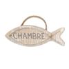 [R6553] - Taupe 'Fish' Wooden Door Plaque (bedroom) - 12x4cm