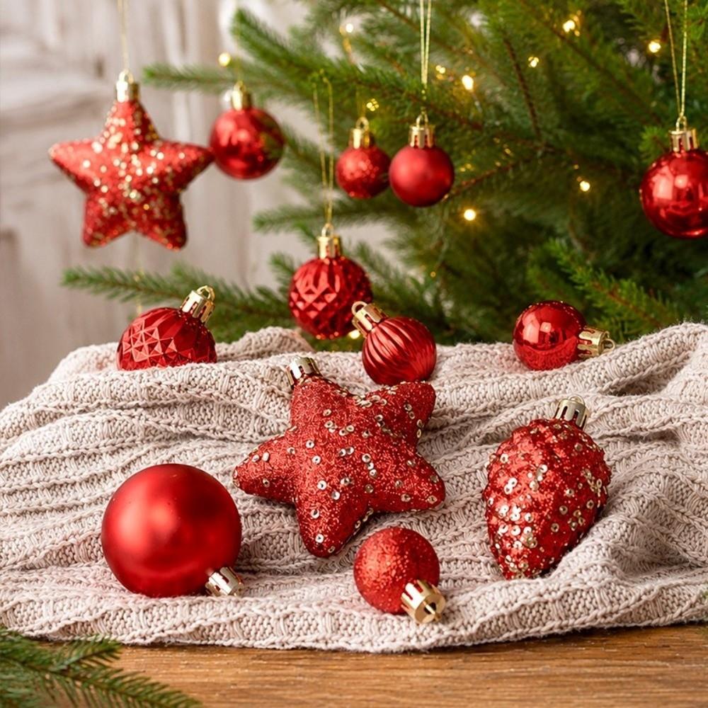 50Pcs/Set Star Xmas Tree Hanging Balls Shatterproof Christmas Tree Decoration Festival Ornament
