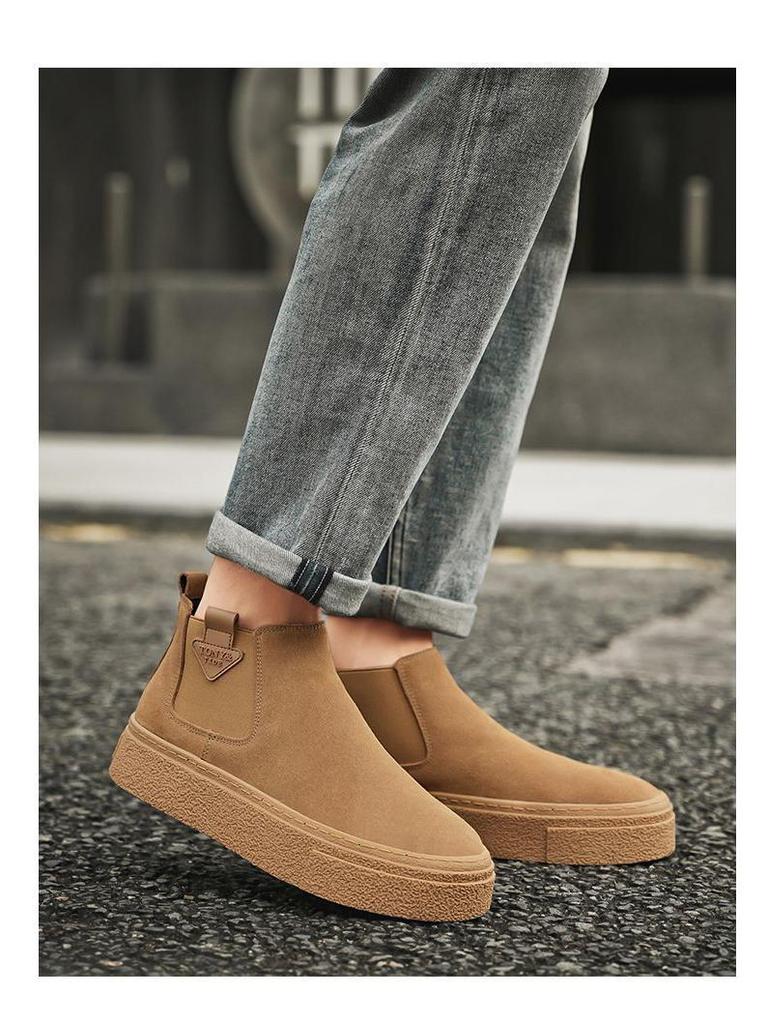 Мужские ретро кожаные ботильоны челси мартин с высоким голенищем, на одной молнии, на толстой подошве, универсальные для осени/зимы.