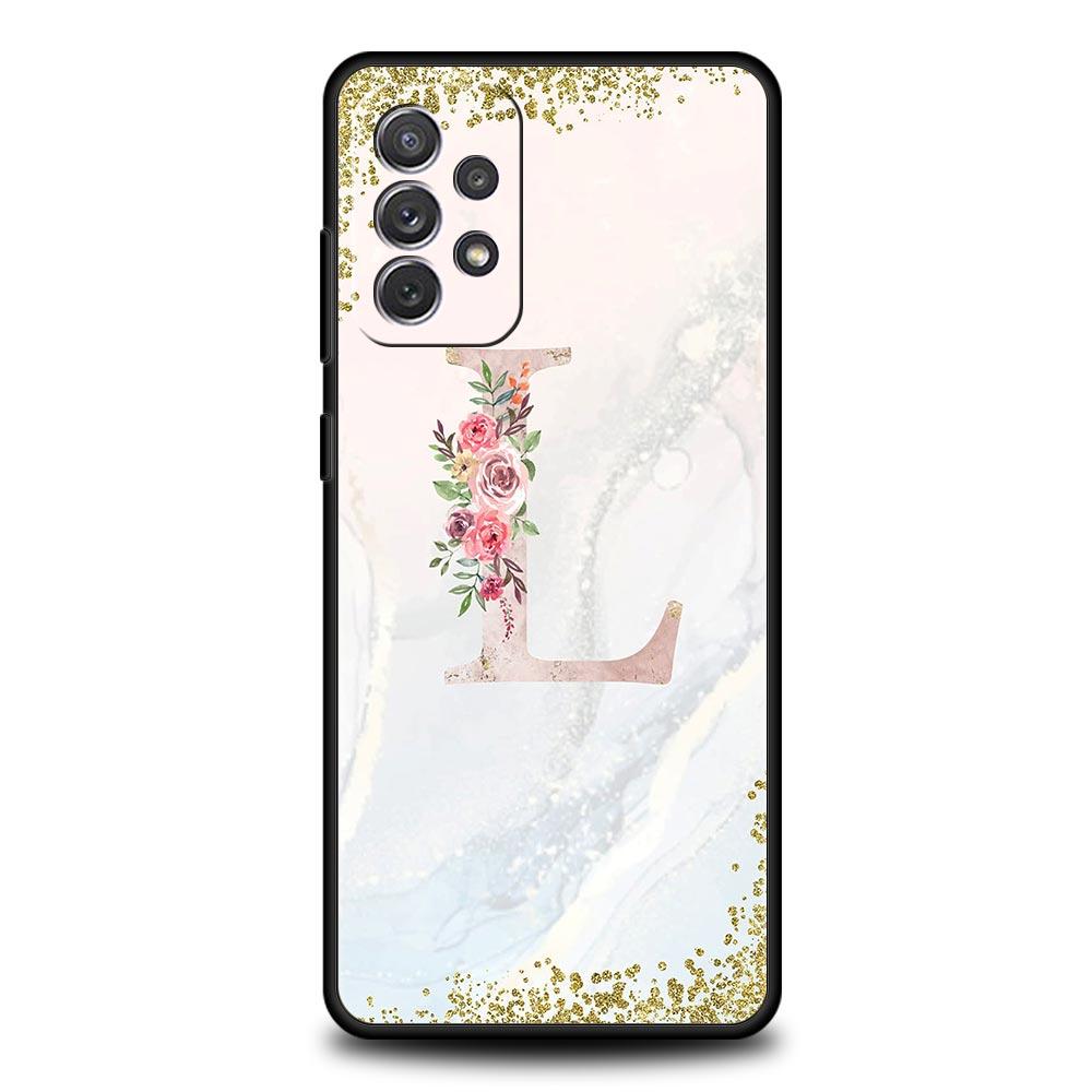 Цветы Буква Чехол для телефона для Samsung Galaxy A17 A07 A55 A35 A25 A15 A05s A33 5G A31 A23 A21s A13 A41 A73 A53 A51 A71 A03s Обложка