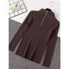 Women Fashion Solid Knitted Sweaters Vintage Long Sleeve Zip-up Basic Half Turtleneck Sweater Female Pullovers Chic Casual Tops