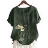 Fashionable Women's Short Sleeve Cotton Top with 11 Colorful Floral Designs
