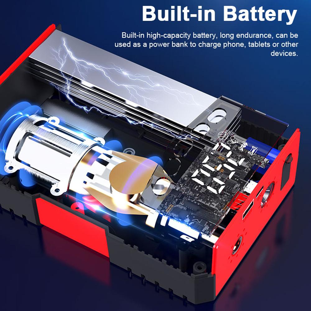 Многофункциональное пусковое устройство с воздушным компрессором, 2000 А, дополнительный аккумуляторный блок питания (До 6,5 л