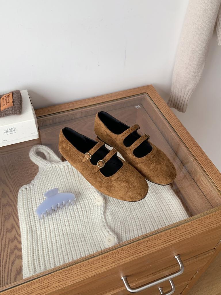 Premium Retro Double-breasted Woolen Mary Jane Shoes Women's 2025 Autumn and Winter New Versatile Flat Single Shoes Grandma Shoes