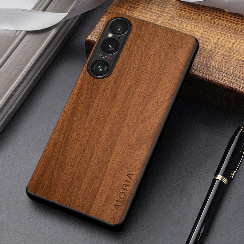 Чехол для Sony Xperia 1 VI 10 VI, прочный кожаный чехол с деревянным узором для Sony Xperia 10 iv, чехол Funda