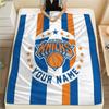 Custom Name New York Knicks2 Flannel Blanket, High quality Comfortable for All Seasons, Home Decor, Warmth and Comfort