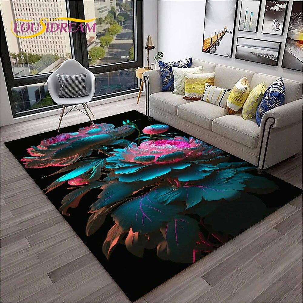 Ковер в скандинавском стиле с розой и цветами любви для дома, гостиной, спальни, дивана, коврика, декор, детский игровой коврик, нескользящий напольный коврик