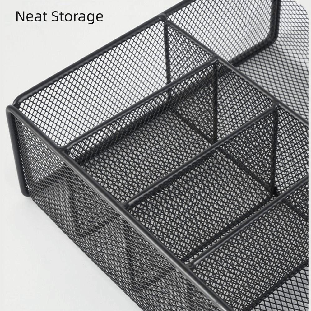 Iron Metal Desk Organizer Hollow Mesh Office Storage Basket Stationery Storage Box  Desktop Use