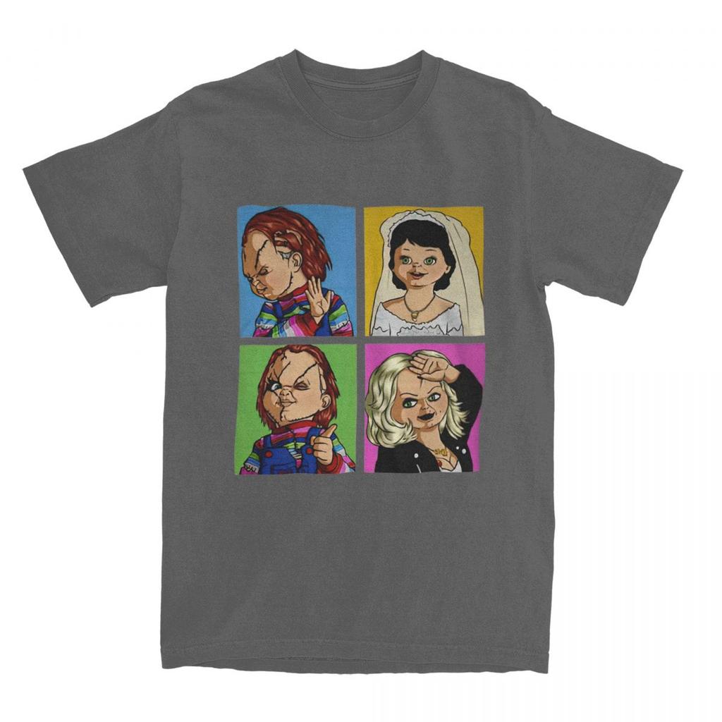 Мужская футболка Копия Чаки и Тиффани Стрельба Повседневная хлопковая футболка с коротким рукавом Футболки с фильмами ужасов Одежда с круглым вырезом