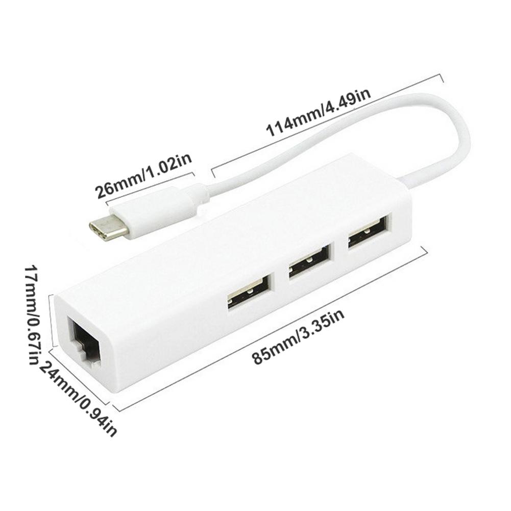 Сетевая карта TYPE-C к RJ45 Lan 4 в 1 USB 2.0 Концентратор для ноутбука Адаптер Компьютер 4-портовая док-станция RJ45 Ноутбук Разветвитель USB C