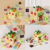 Puzzle Toy Wooden With Six Side Carrot Strawberry Early Learning Shape Matching